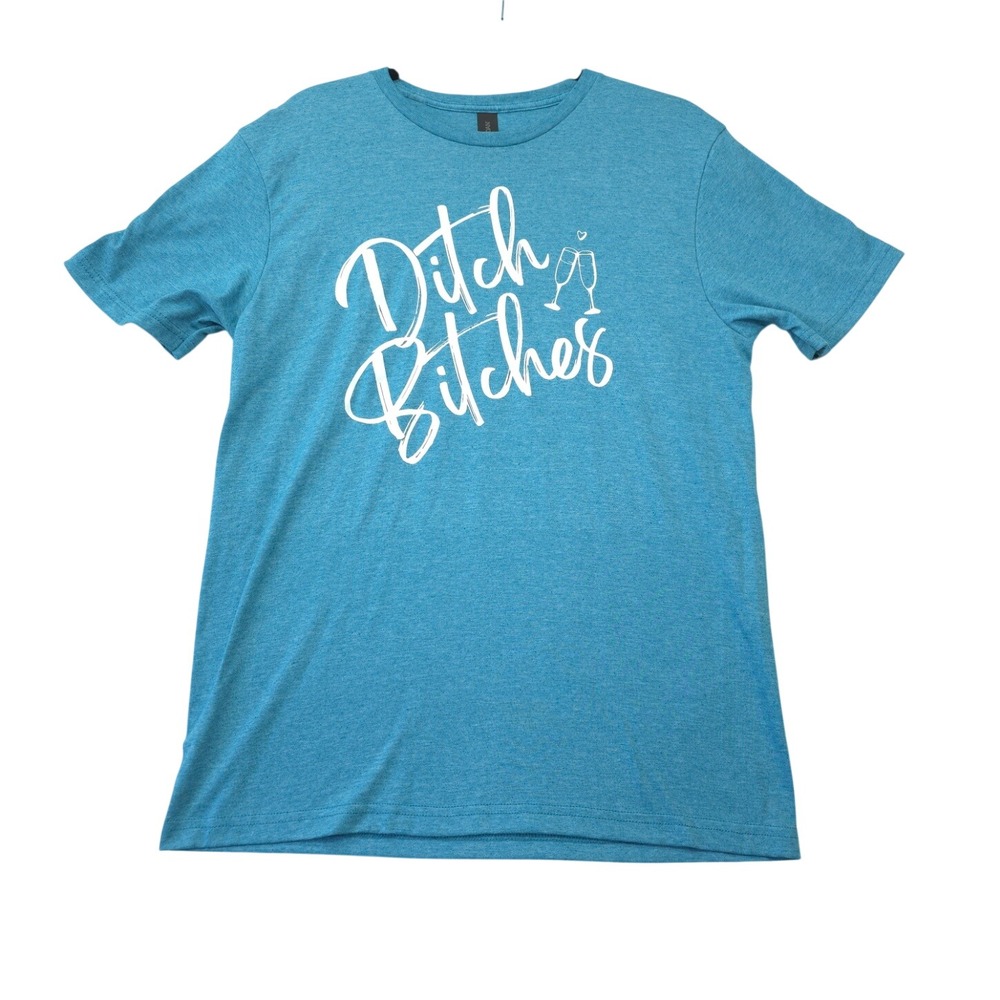 Ditch Bitches Graphic Tee Blue Heather Medium M Short Sleeve Gildan Bachelorette